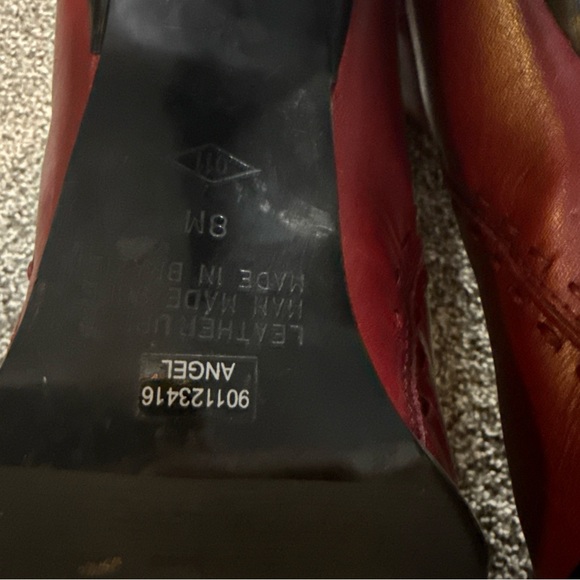 Hillary And Hanson Square Toe Leather Upper Burgundy Chunky Heel Ankle Boot 8M - Picture 7 of 11